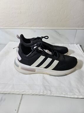 Adidas Black Knit Sneakers with White Stripes
